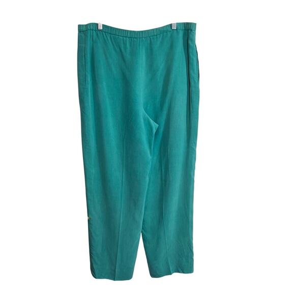 Talbots Vintage Size Size 10 Teal Pure Silk Woman’s 2 Piece Pant and Blazer Suit - Picture 2 of 16